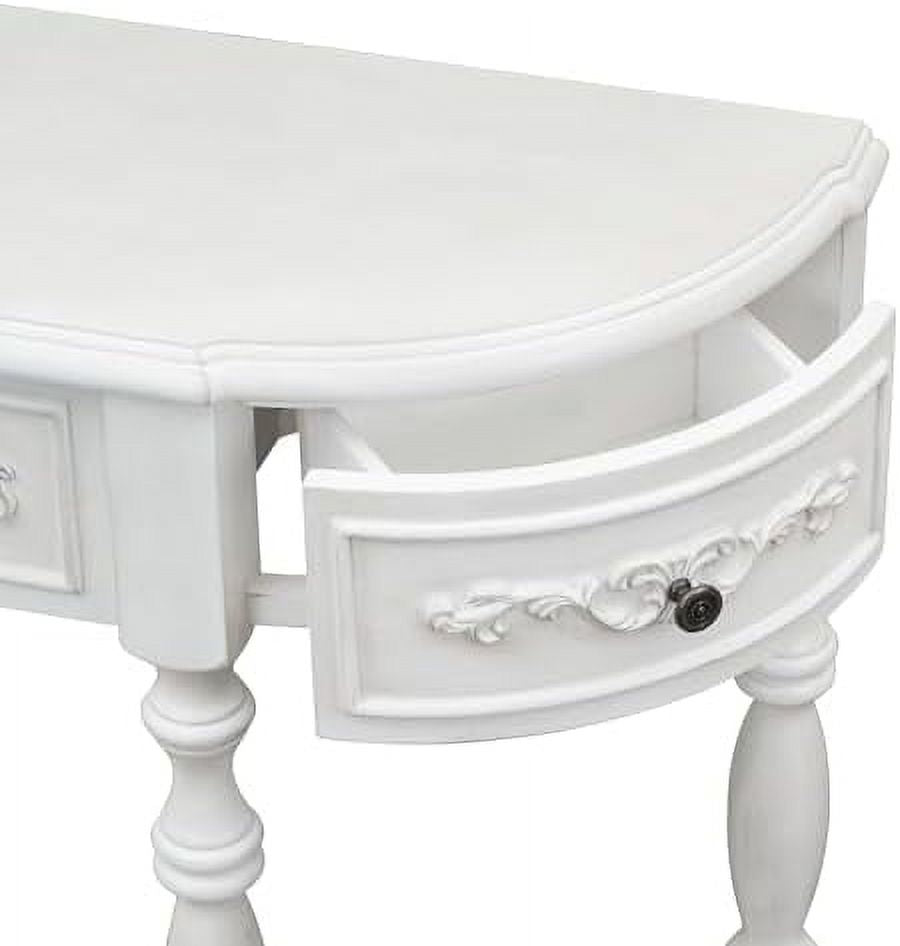 Espresso Solid Wood Half-Moon Console Table with 3 Drawers and Shelf S36308