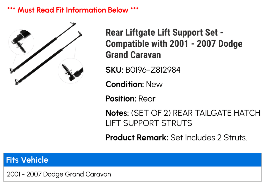 Rear Liftgate Lift Support Set C317