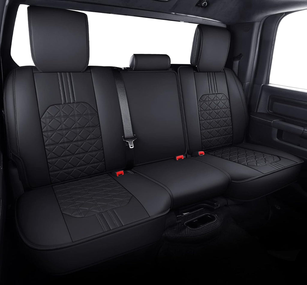 Black Faux Leather Front Seat Covers for Dodge RAM Pickup F491