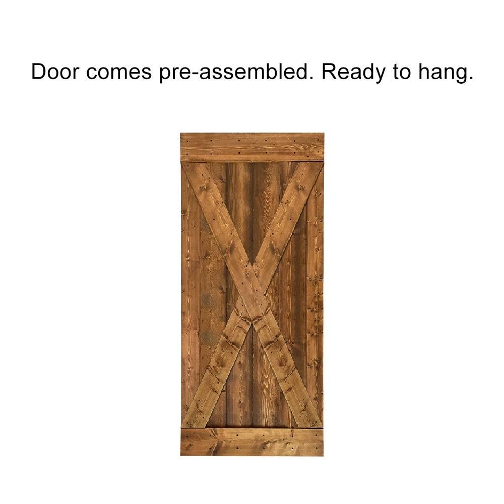 Ocean Blue Stained Wood Interior Sliding Barn Door with Hardware Kit K67342
