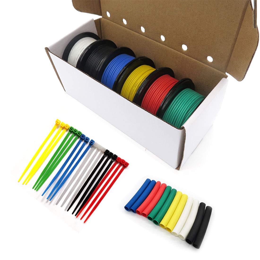 16 Gauge Silicone Stranded Wire Tinned Copper 6 Colors 50ft Each 16AWG Pack of 2 U6935