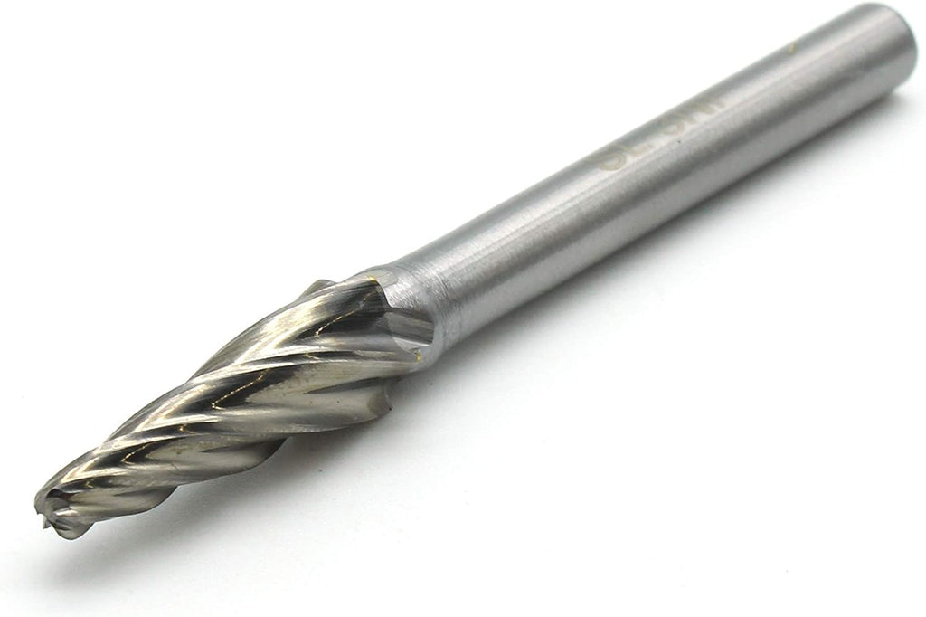 5 pc Set Aluminum Carbide Rotary Burr File, 1/2 Inch and 3/8 Inch Head, 1/4 Inch Diameter 2 Inch Long Shank L579867