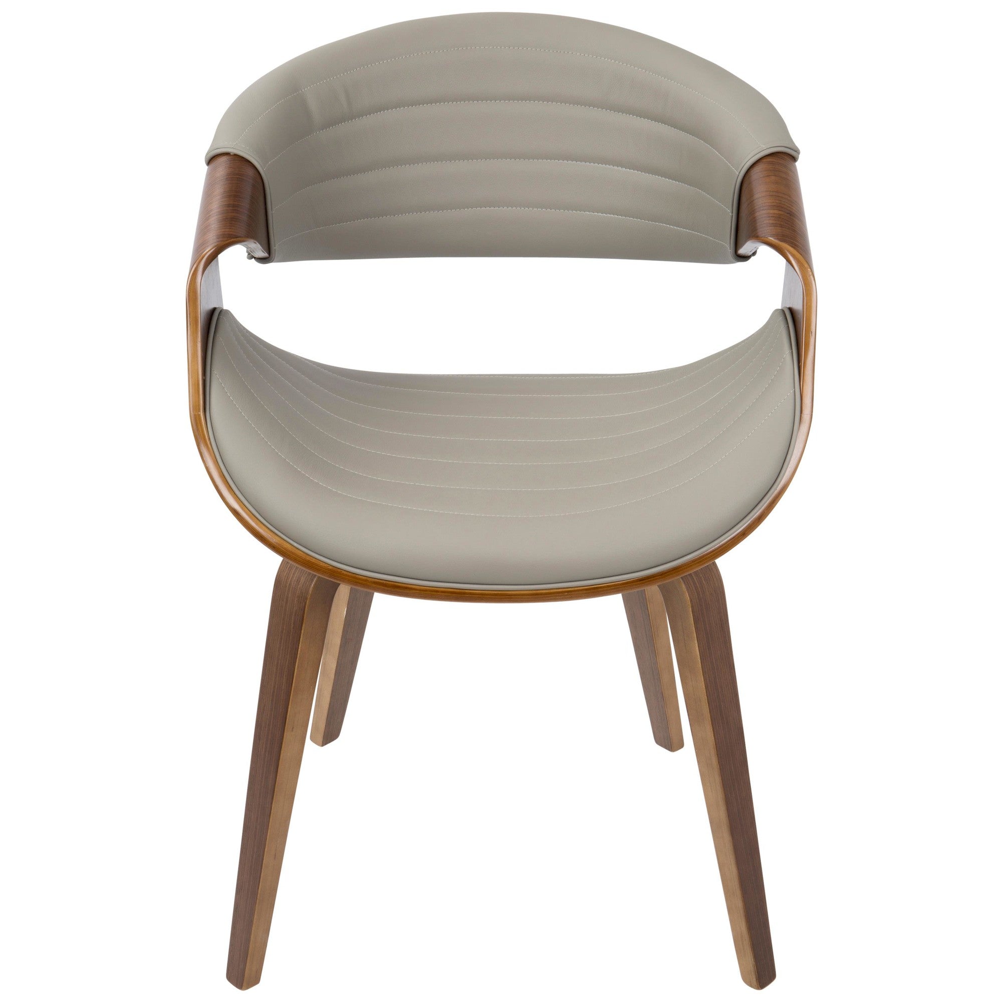 Walnut Wood and Grey Faux Leather Dining Chair I3425