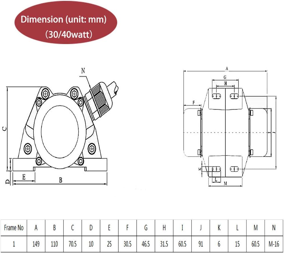 Concrete Vibrator Motor, 1 Phase 30W, AC 110V 3600rpm, Aluminum Alloy Vibrating Motor W608