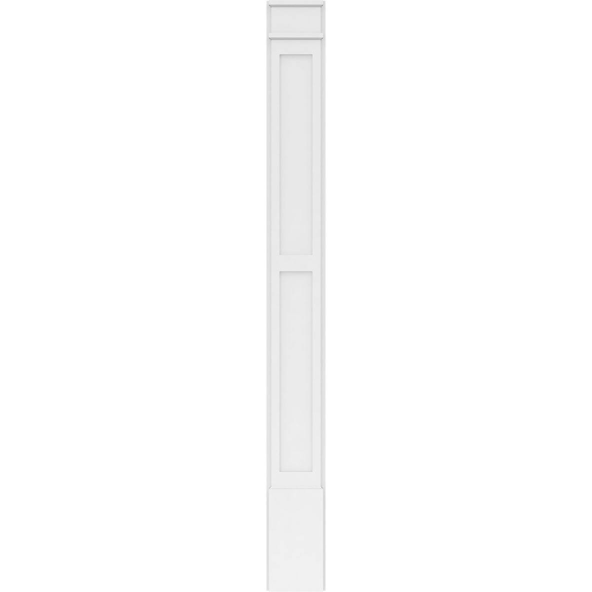 Two Equal Flat Panel PVC Pilaster with Decorative Capital & Base (Pair) B856