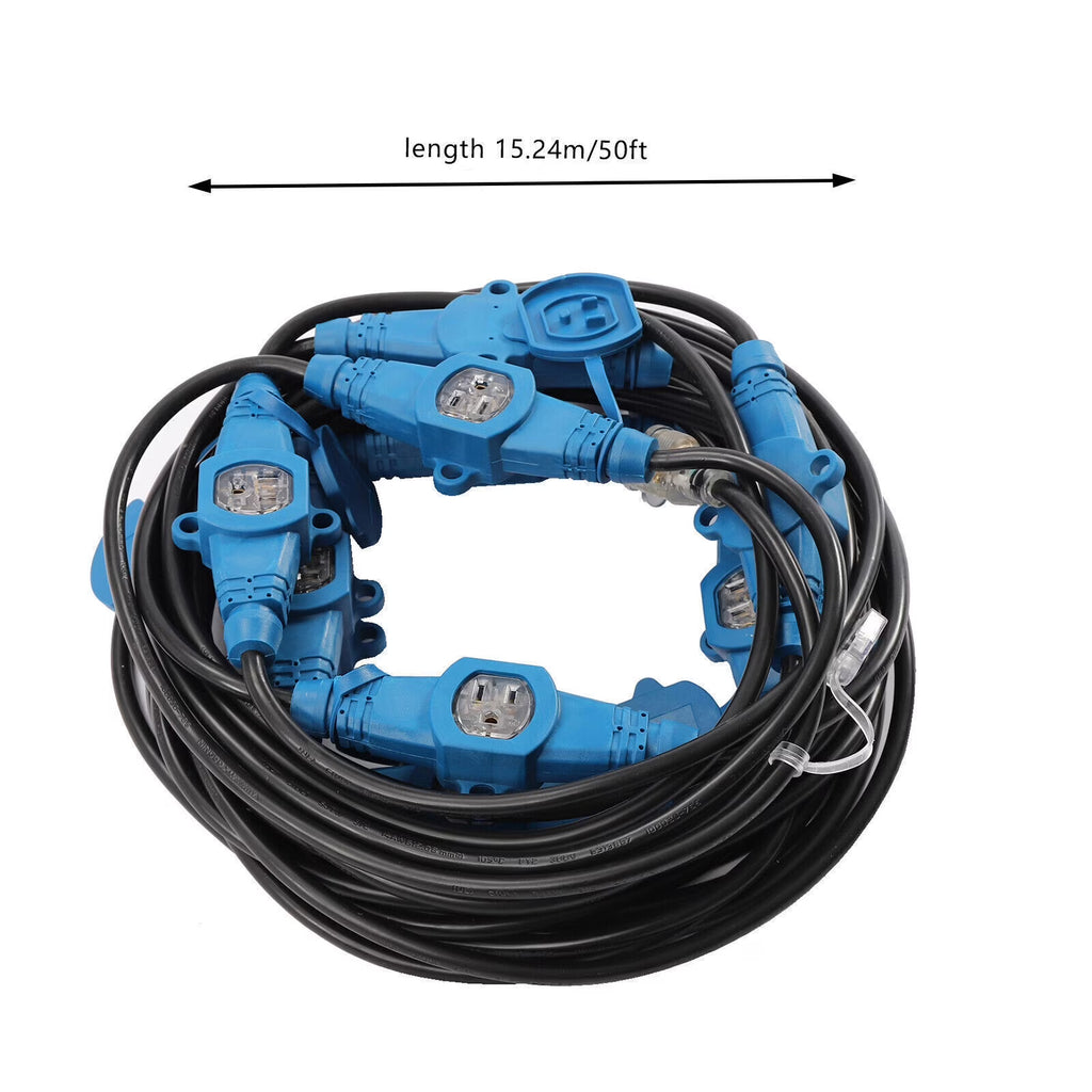 50ft 12 Gauge Power Extension Cord with 3-Prong Outlets V519
