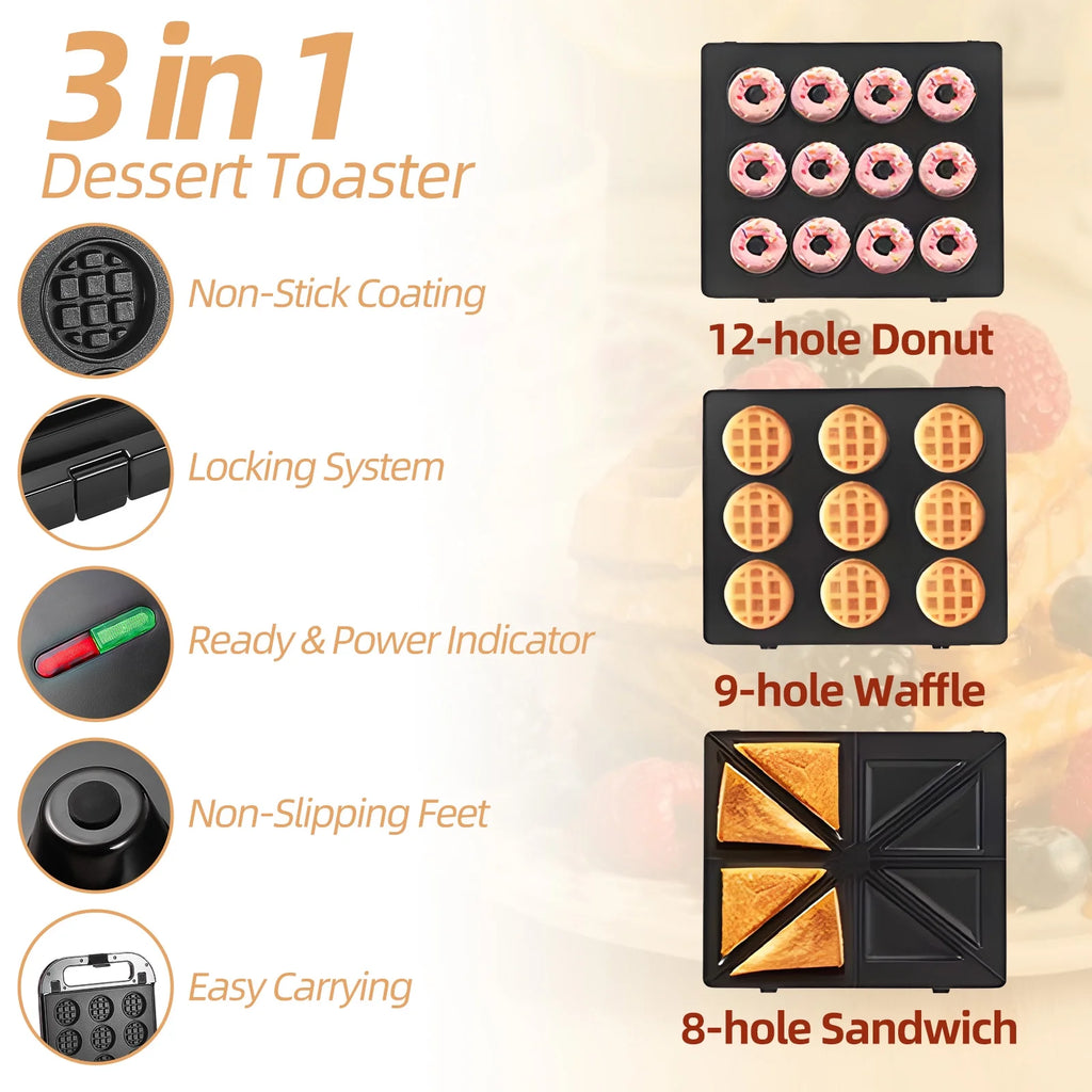 3-in-1 Nonstick Dessert Maker with Removable Plates D592468
