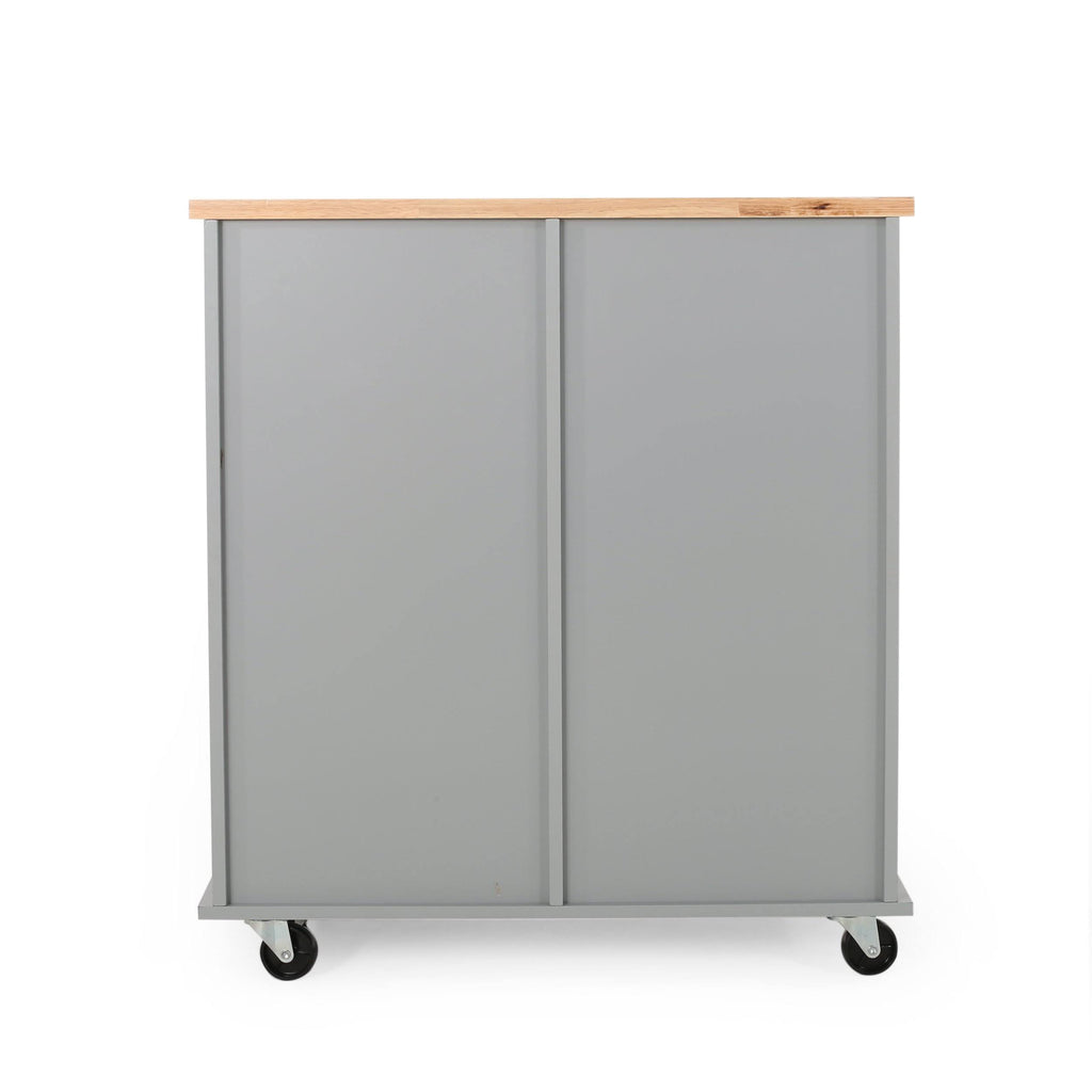 Gray/Natural Kitchen Cart with Wheels D338