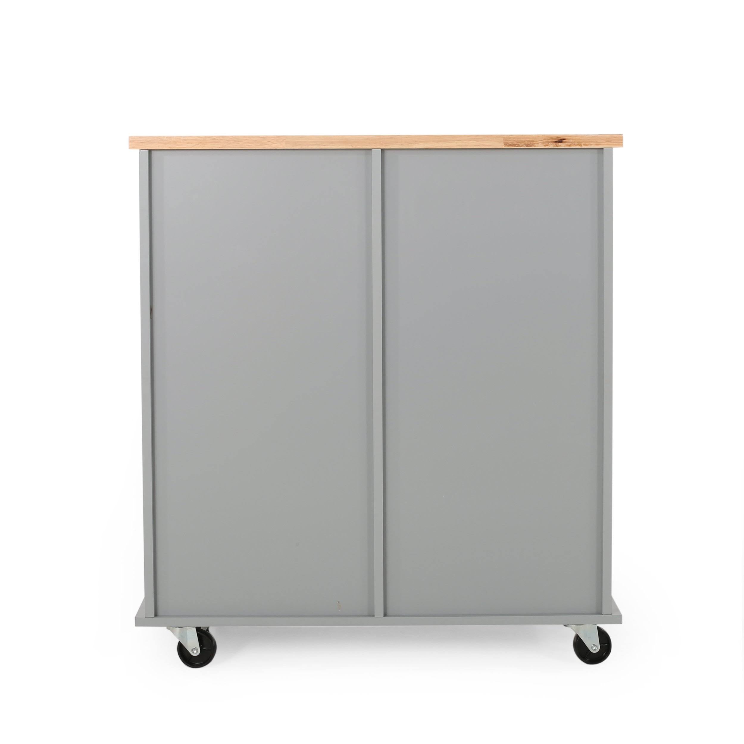 Gray/Natural Kitchen Cart with Wheels D338