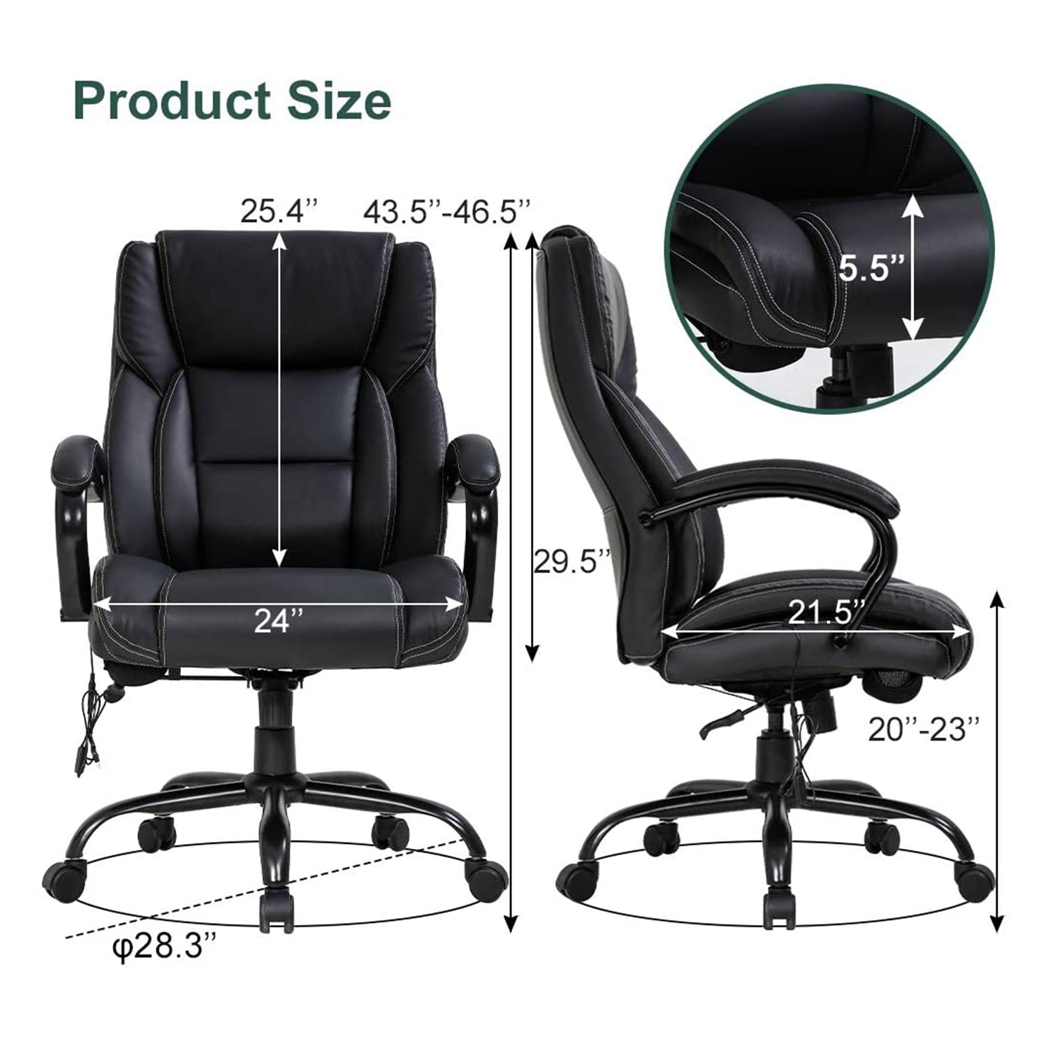Black High Back PU Leather Executive Office Chair X264111