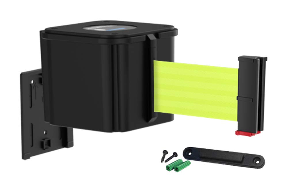 Yellow Retractable Belt Crowd Control Barrier with Receiving End, 25' Caution Do Not Enter Belt Y865