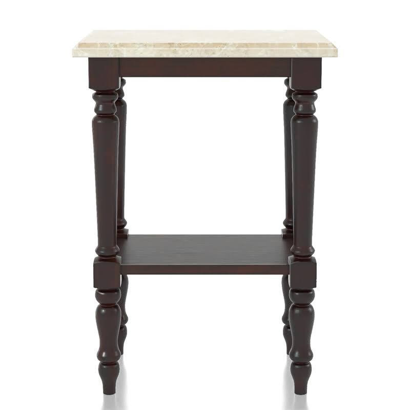 Marble Top End Table in Dark Cherry P942440