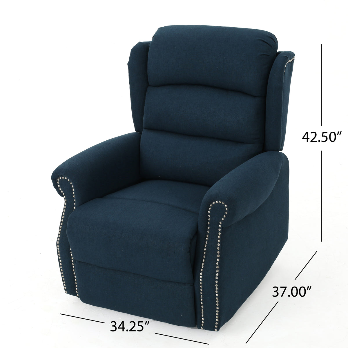 Navy Blue Tufted Fabric Power Recliner R802