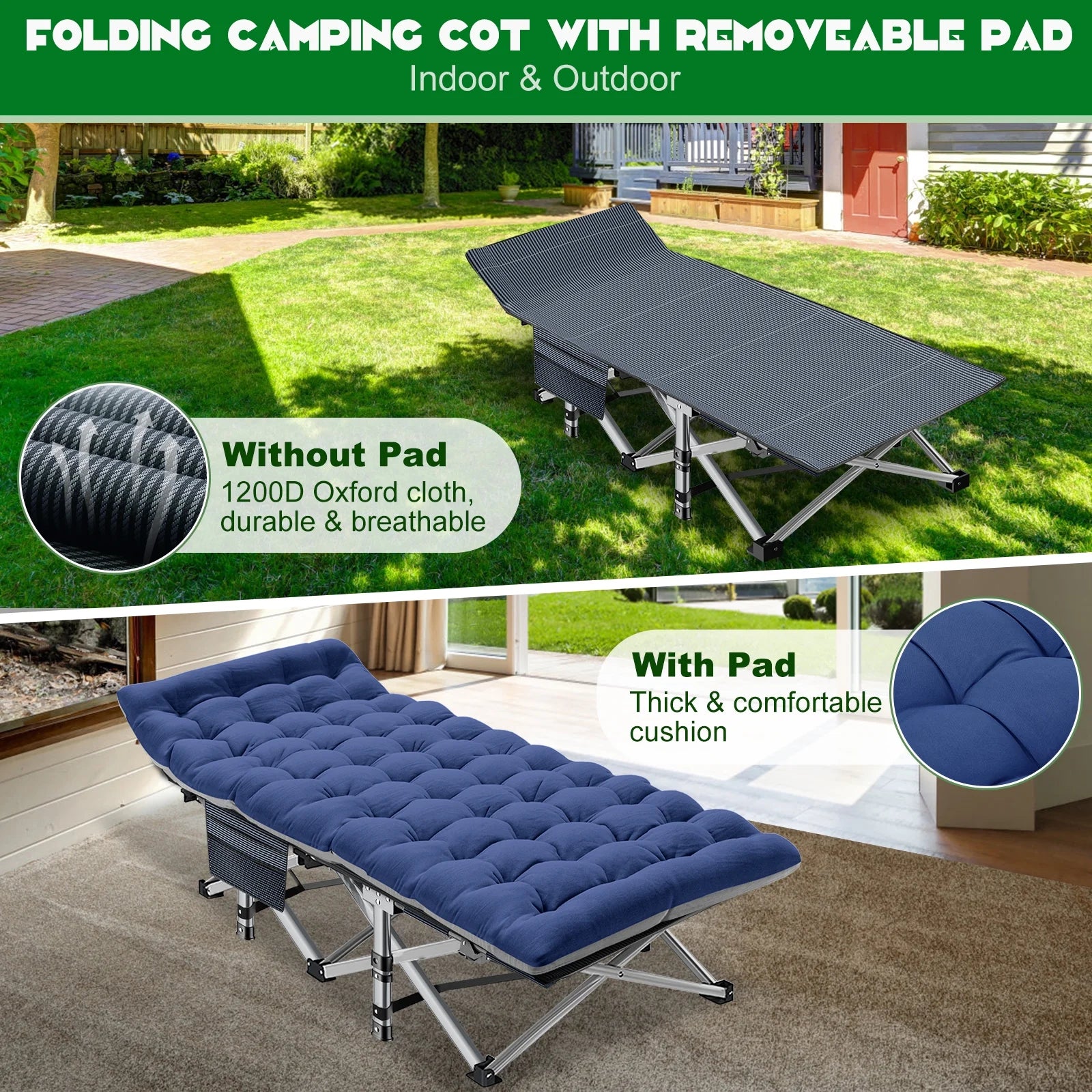 Folding Bed Cot with Carry Bag & Mattress X520
