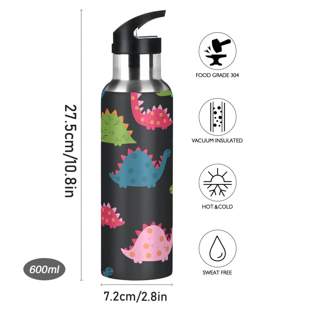 Rainbow Dinosaur Stainless Steel Insulated Water Bottle S907