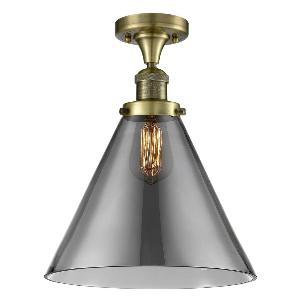 Brushed Satin Nickel Cone Semi-Flush Mount Light Y281910