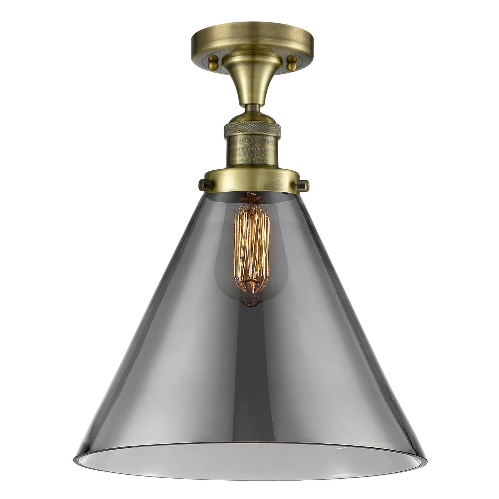 Brushed Satin Nickel Cone Semi-Flush Mount Light Y281910