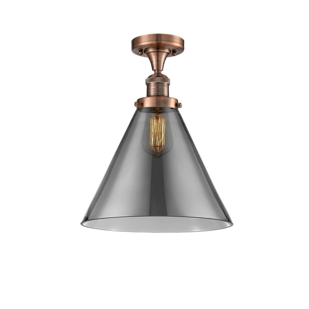 Brushed Satin Nickel Cone Semi-Flush Mount Light Y281910