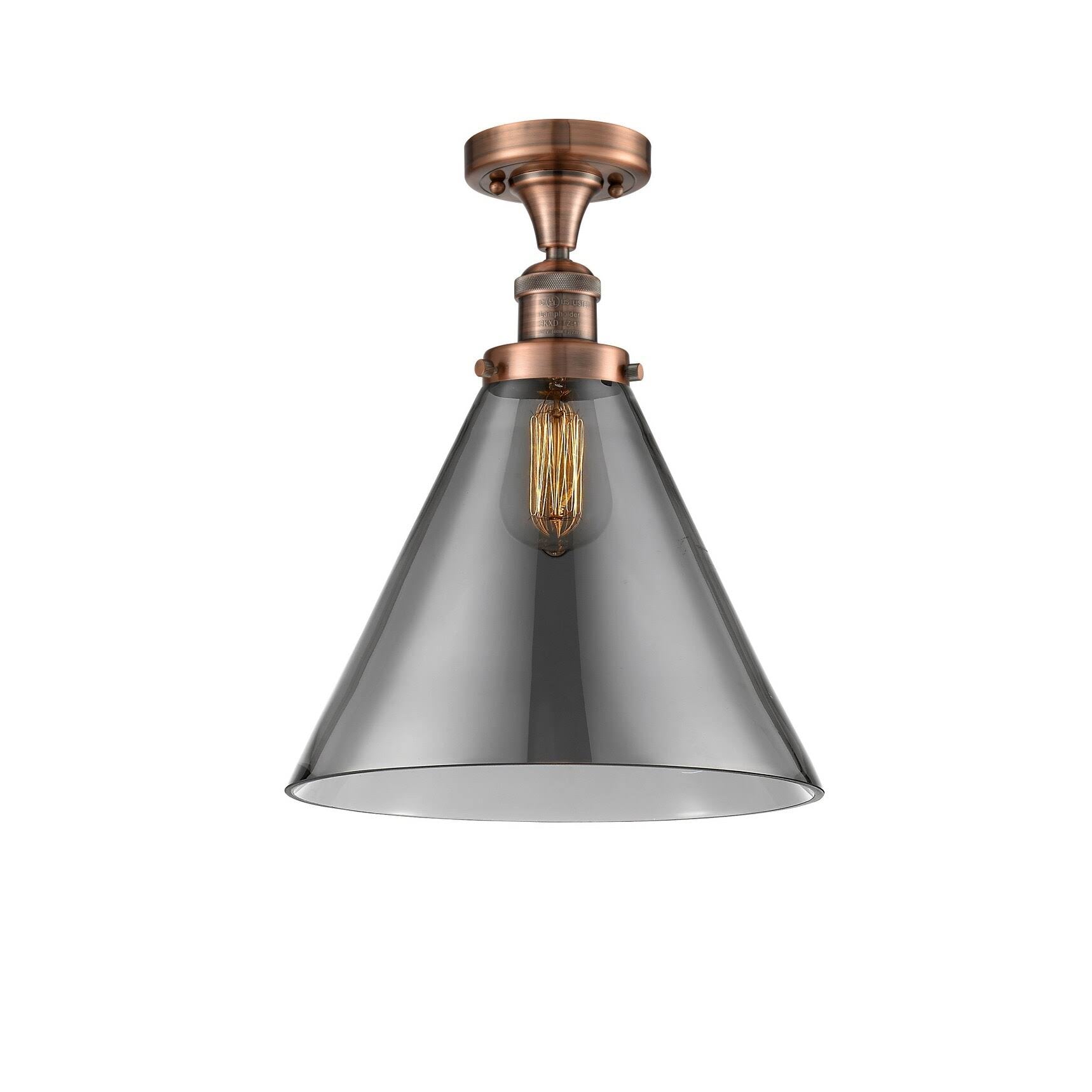 Brushed Satin Nickel Cone Semi-Flush Mount Light Y281910