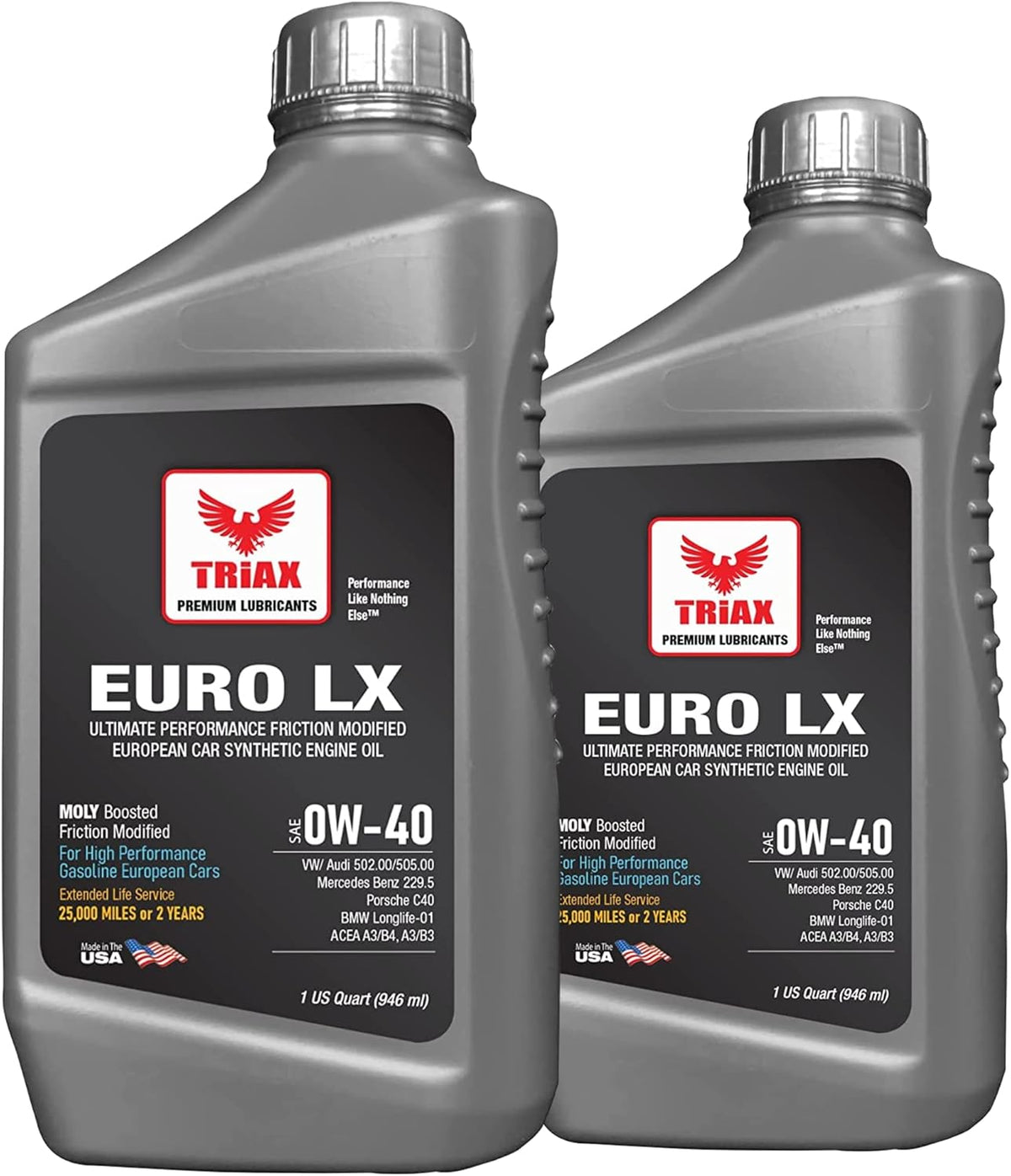 Triax Euro LX 0W-40 Full Synthetic 20K Miles 6 Quart Case Pack of 2 L4857