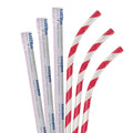 7 3/4x22 Jumbo Red / White Striped Paper Straw X44889