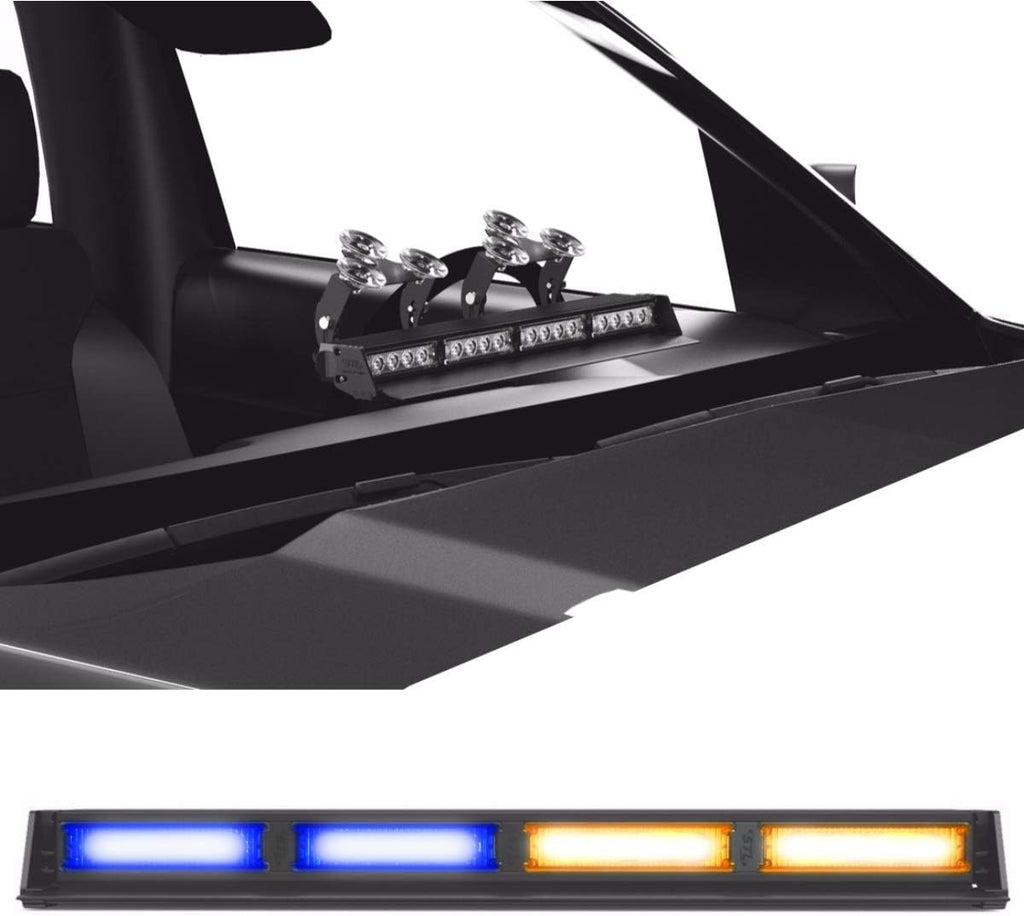 Blue/Blue 4 Head LED Strobe Light Bar with Cigarette Lighter Plug N18716