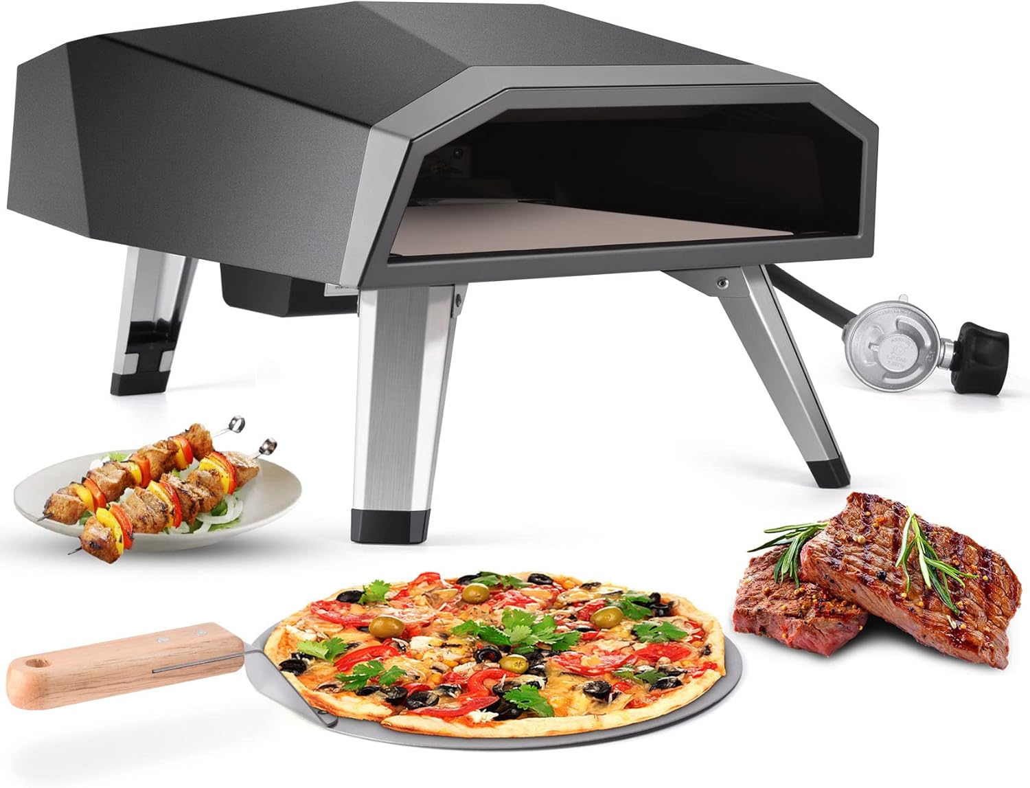 12 Portable Gas Pizza Oven with Pizza Stone and Pizza Cutter X291