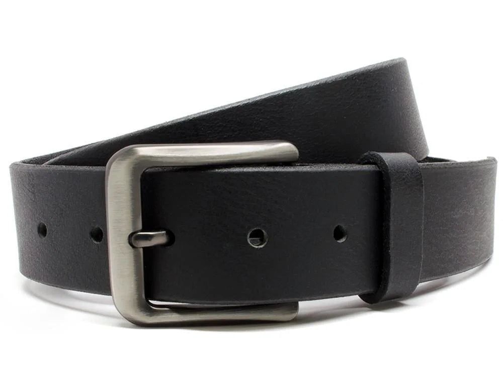 Black Leather Belt with Full Grain Leather Strap S276