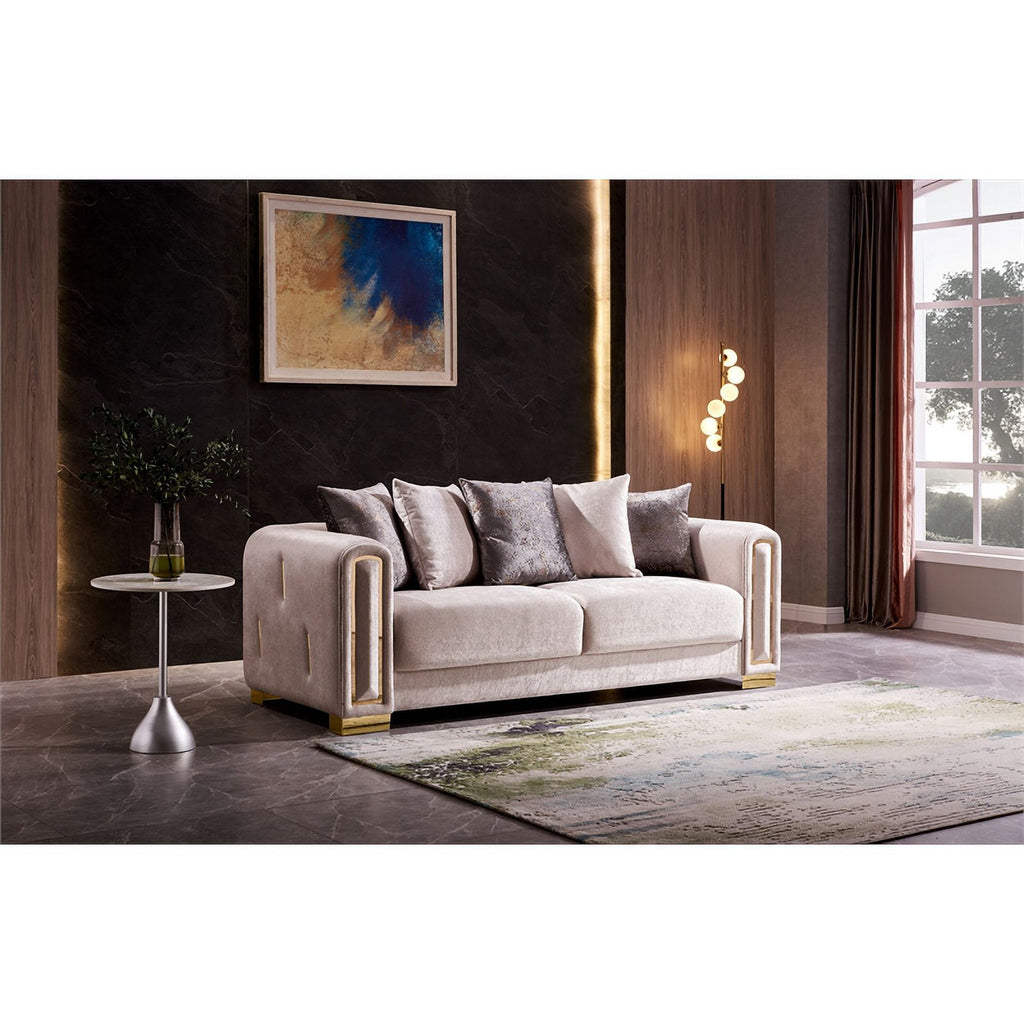 Beige 3Pc Velvet Living Room Set E2817