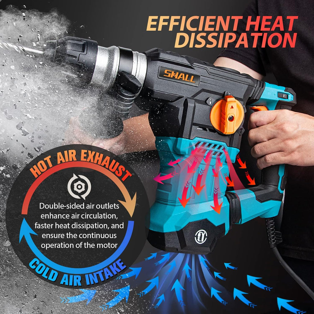 Rotary Hammer Drill with Flat Chisel, Point Chisel and 3 Drill Bits Included G7421