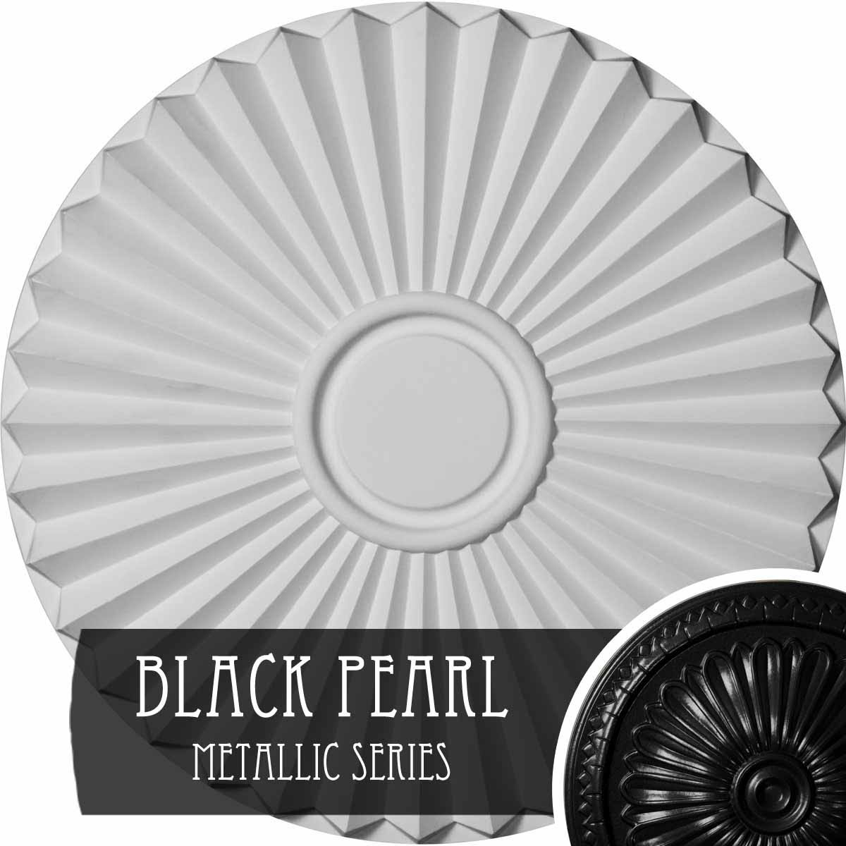 Hand-Painted Black Pearl Ceiling Medallion Q194