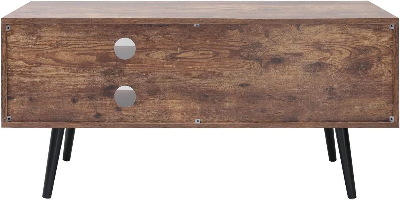 Rustic Brown TV Stand with Open Storage Shelves and Cabinet K64657