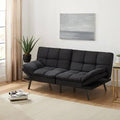 Black Suede Fabric Memory Foam Futon S543
