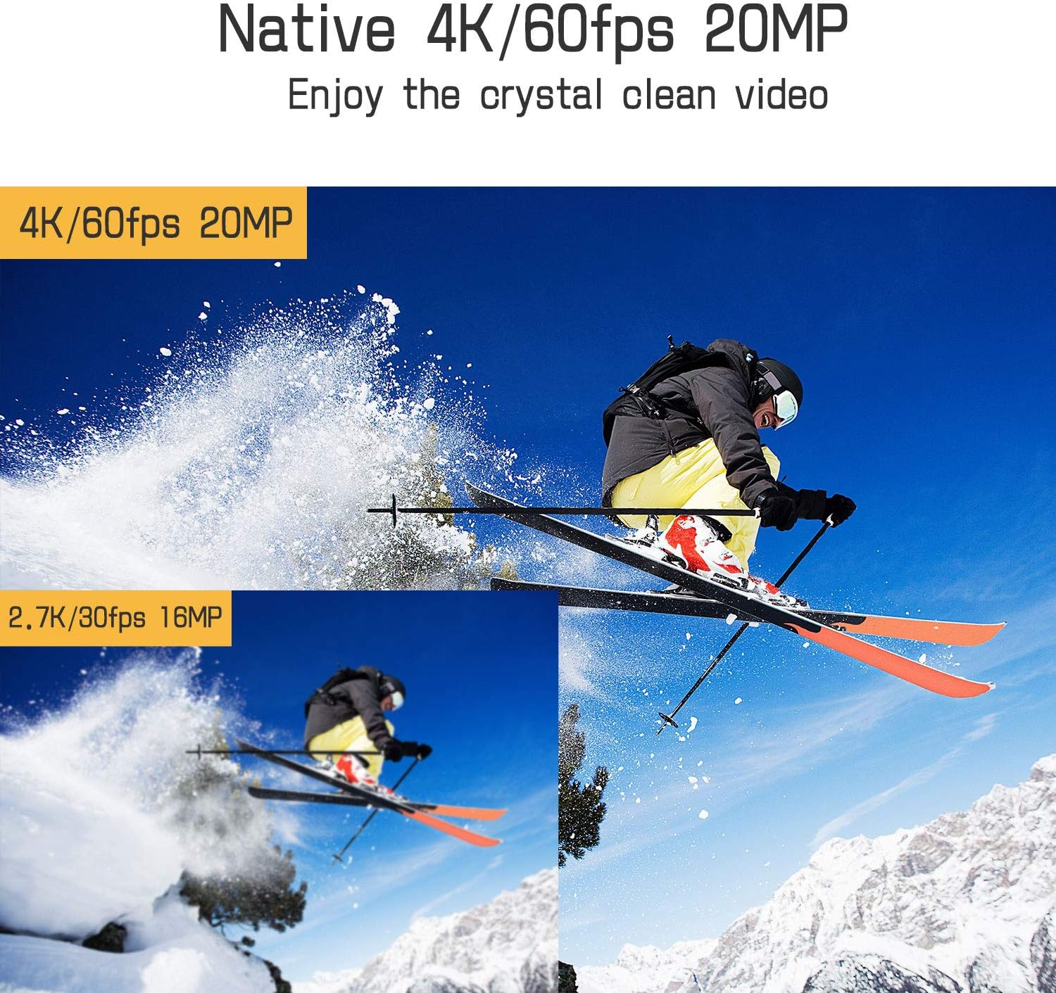 4K 60FPS 20MP Waterproof Action Camera with Touch Screen Stabilizer 2 Rechargeable 1350 Batteries and Accessories Kit T2558