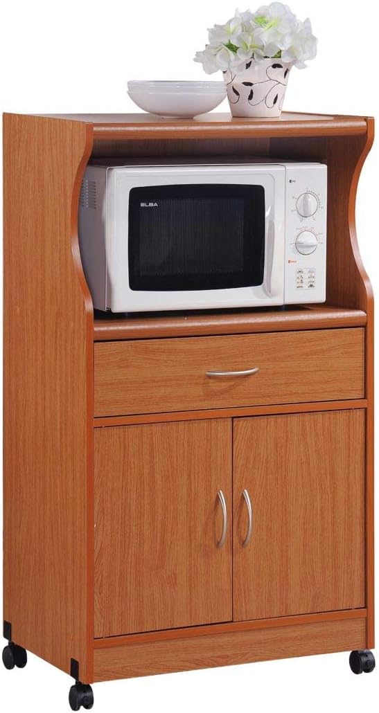 White Microwave Cart with One Drawer V902022