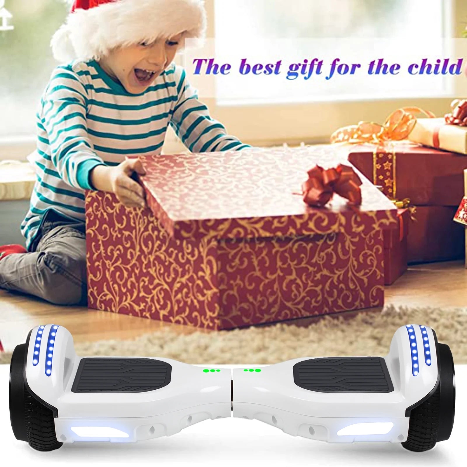 White 6.5" Hoverboard with LED Lights and Bluetooth Speaker C321830