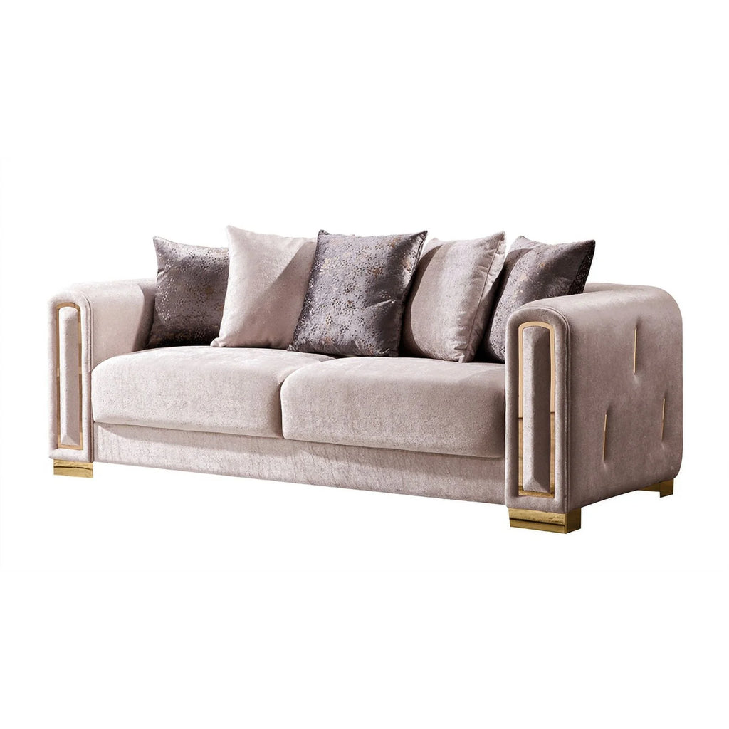 Beige 3Pc Velvet Living Room Set E2817