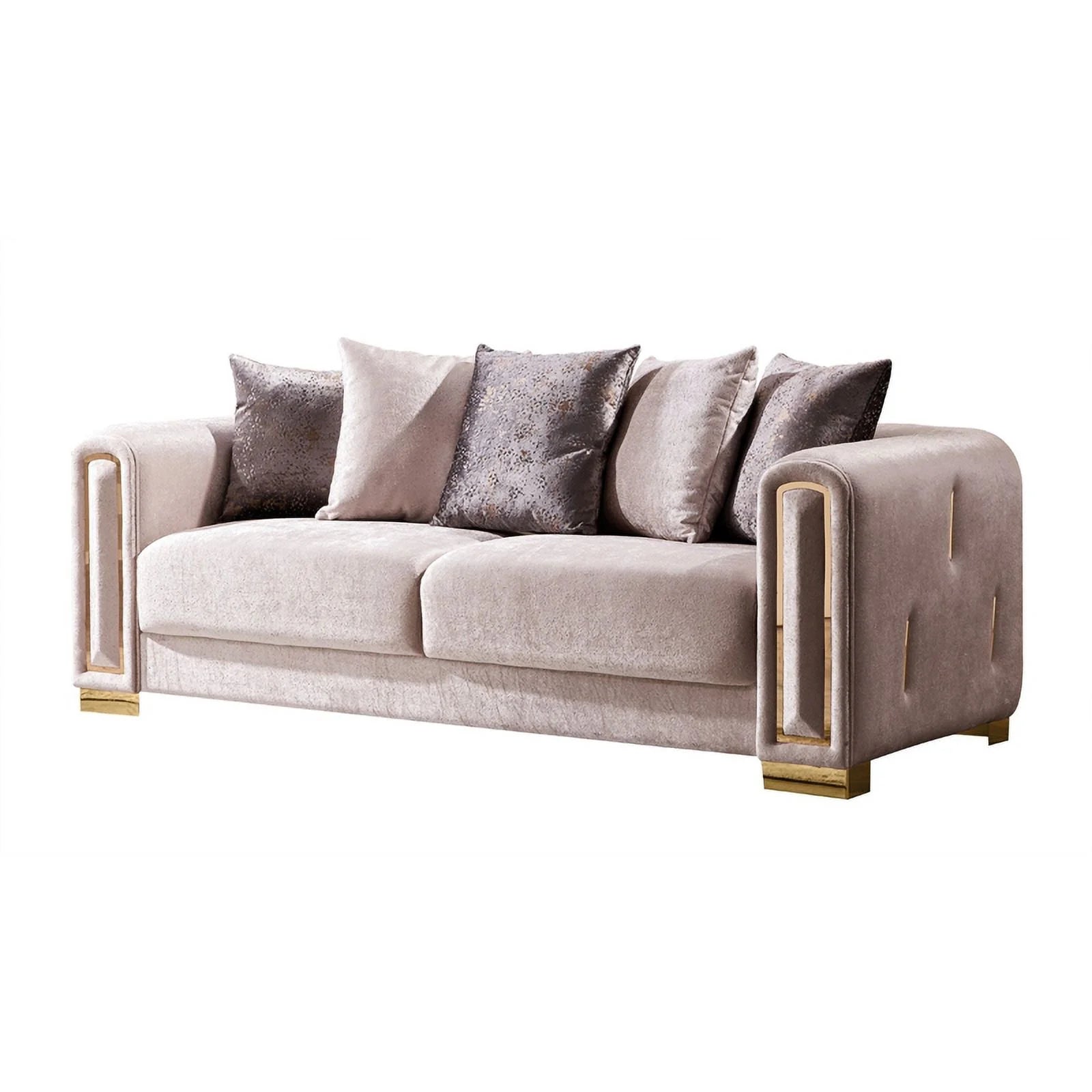 Beige 3Pc Velvet Living Room Set E2817