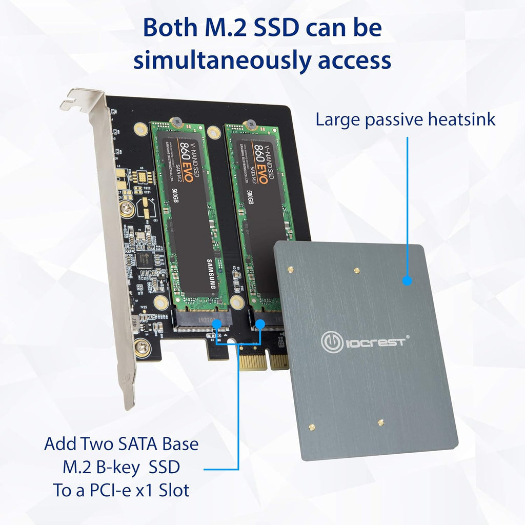 Dual M.2 SATA SSD PCI Express 3.0 x1 Expansion Card B289078