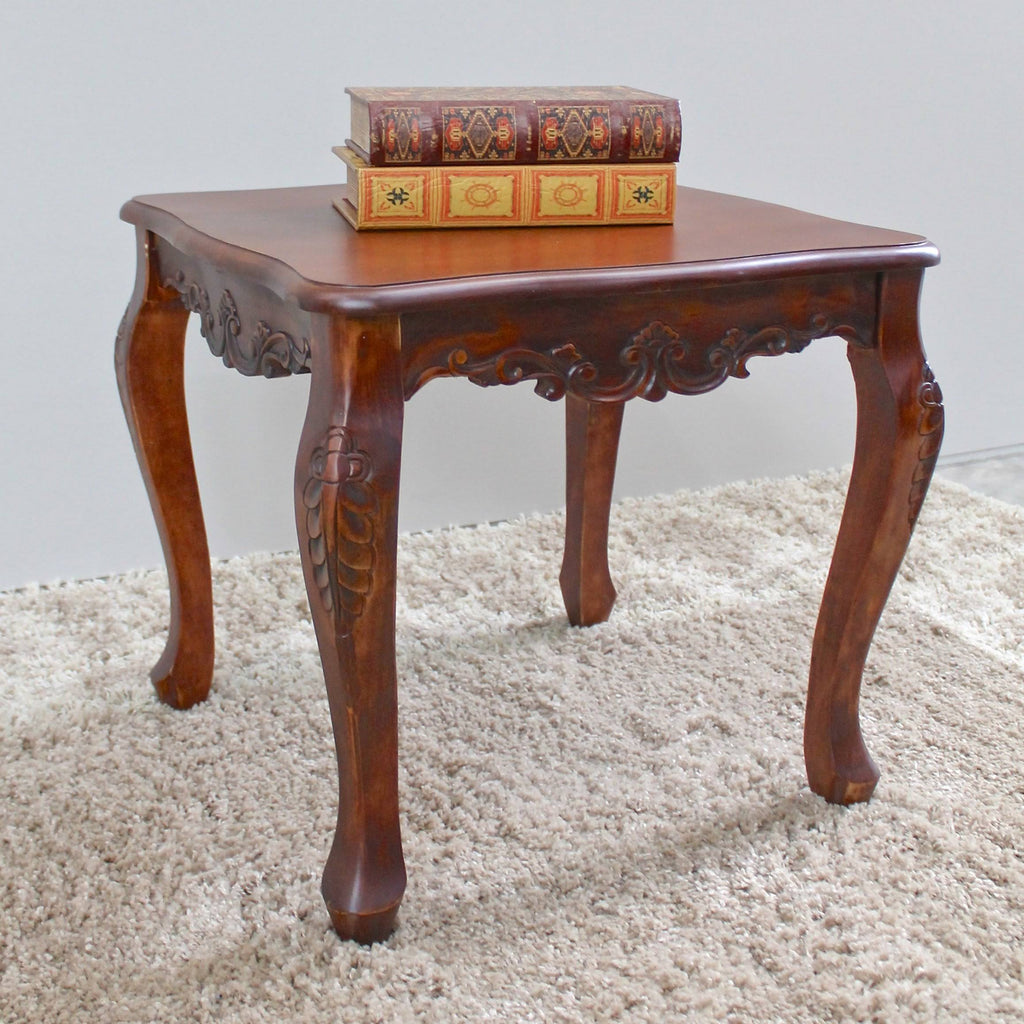 Walnut Carved End Table H939