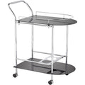 Black Glass Rolling Serving Cart V16269