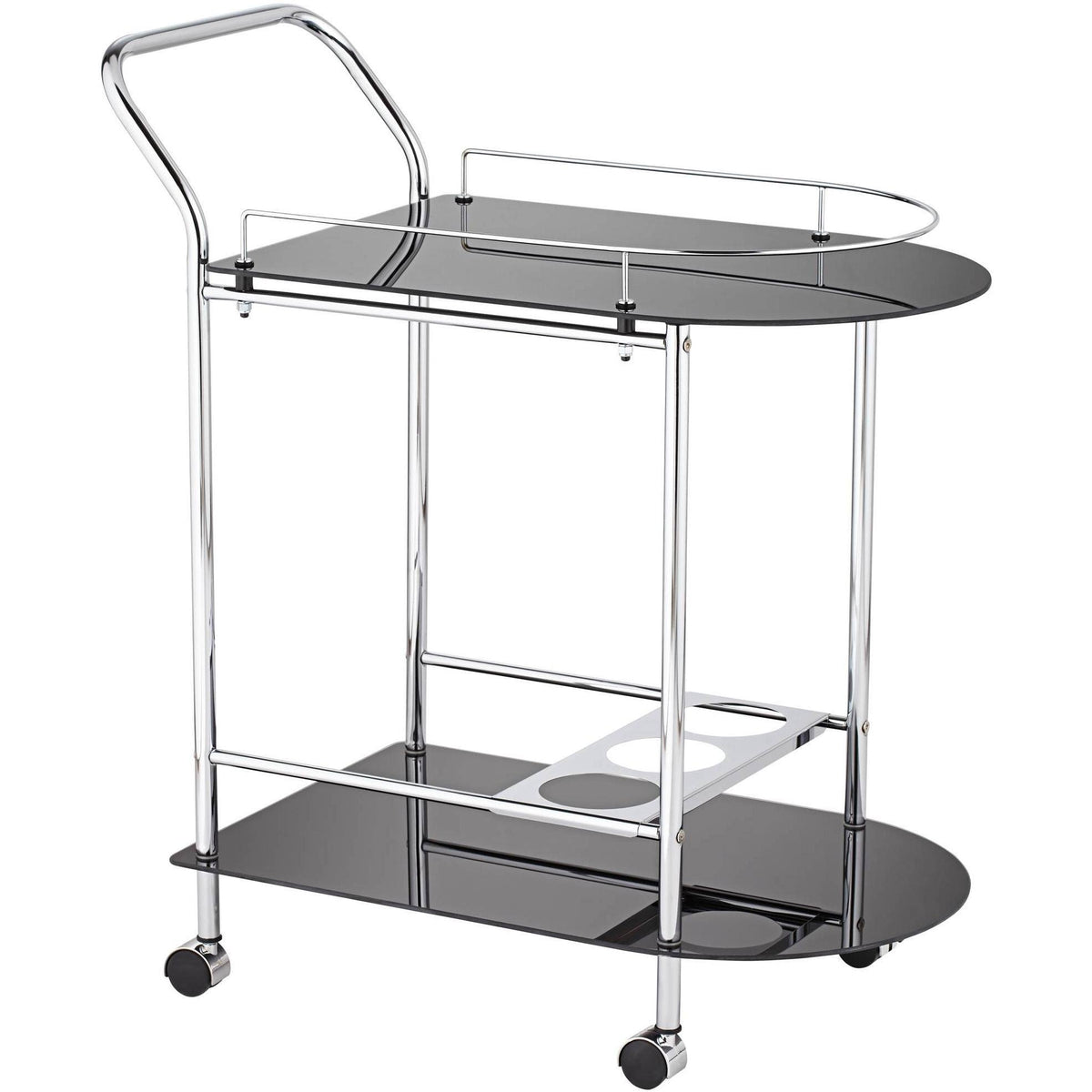 Black Glass Rolling Serving Cart V16269