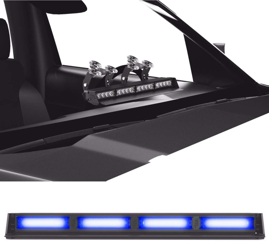 Blue/Blue 4 Head LED Strobe Light Bar with Cigarette Lighter Plug N18716