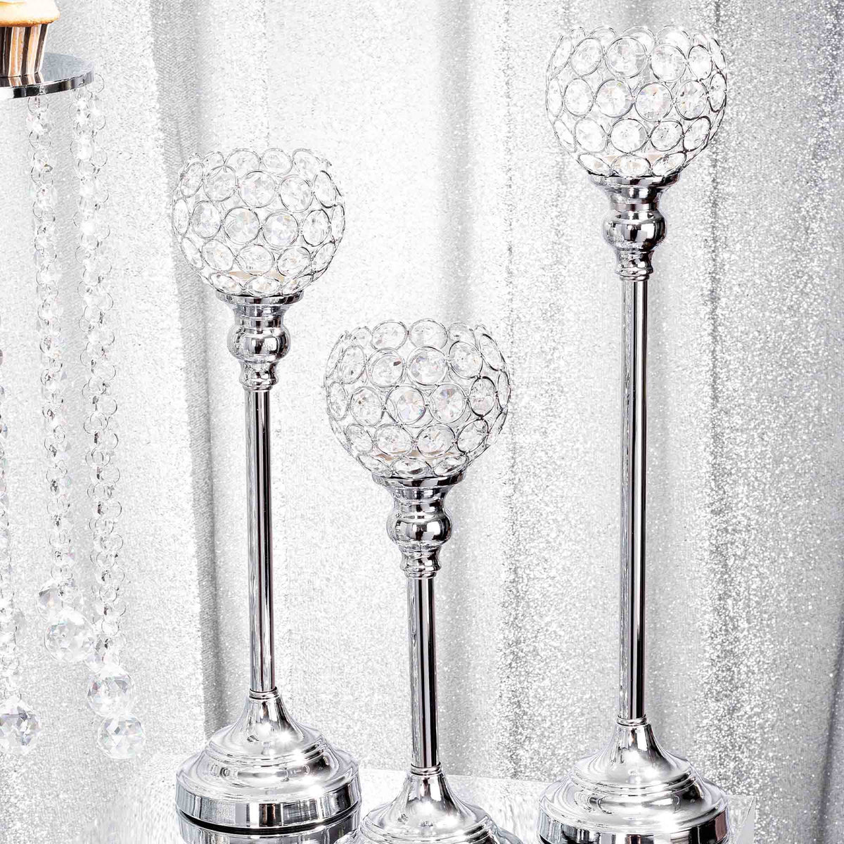 Crystal Ball Candle Holder Set Gold B701644
