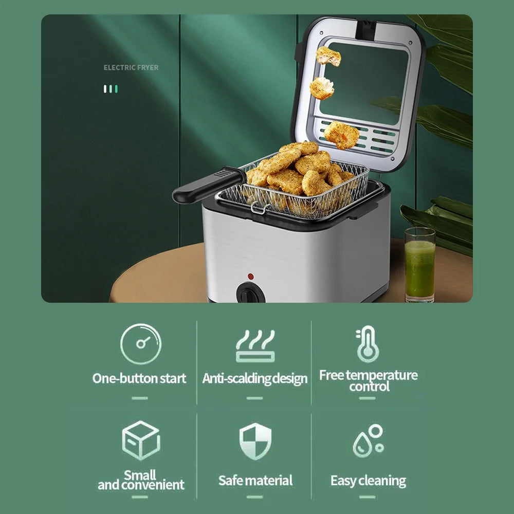 Stainless Steel Deep Fryer with Basket, 2.5 Liter, 1000 Watts, Non Stick Z62093