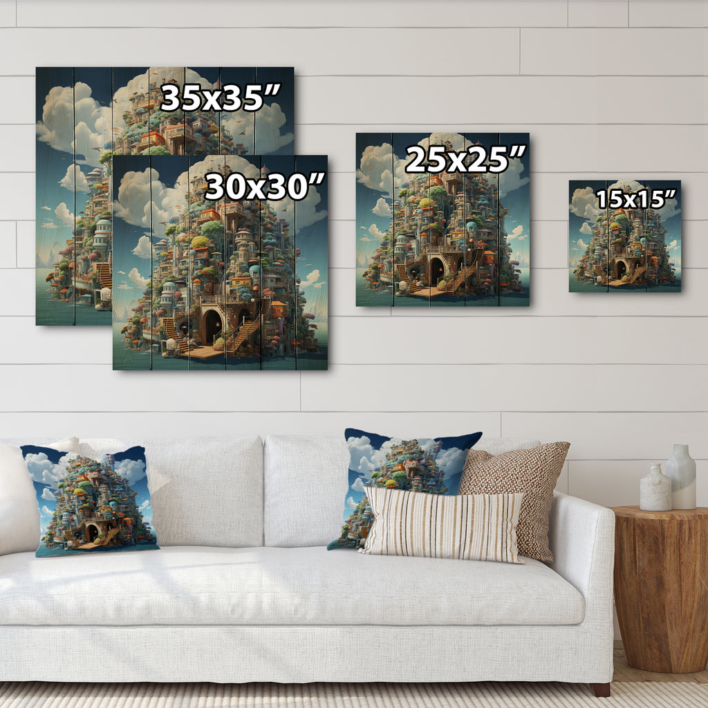 Castles Print on Natural Pine Wood Z951