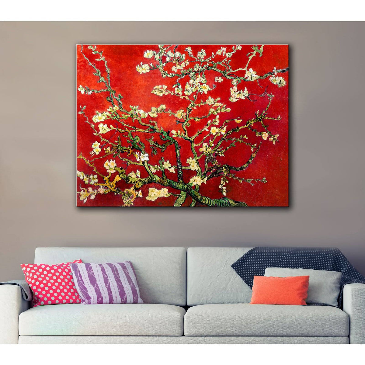 Red Blossoming Almond Tree Canvas 24x32 R6926