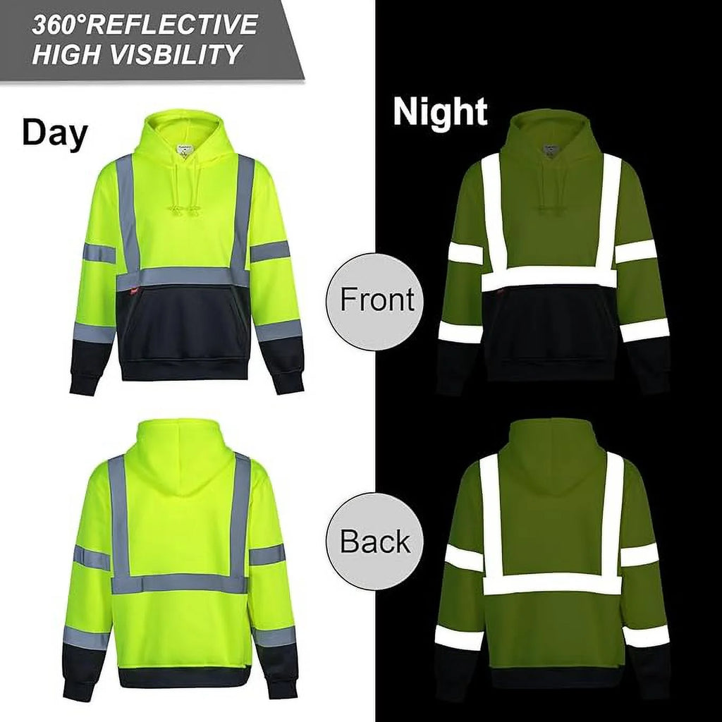Green X Large Hi Vis Safety Hoodie K4358