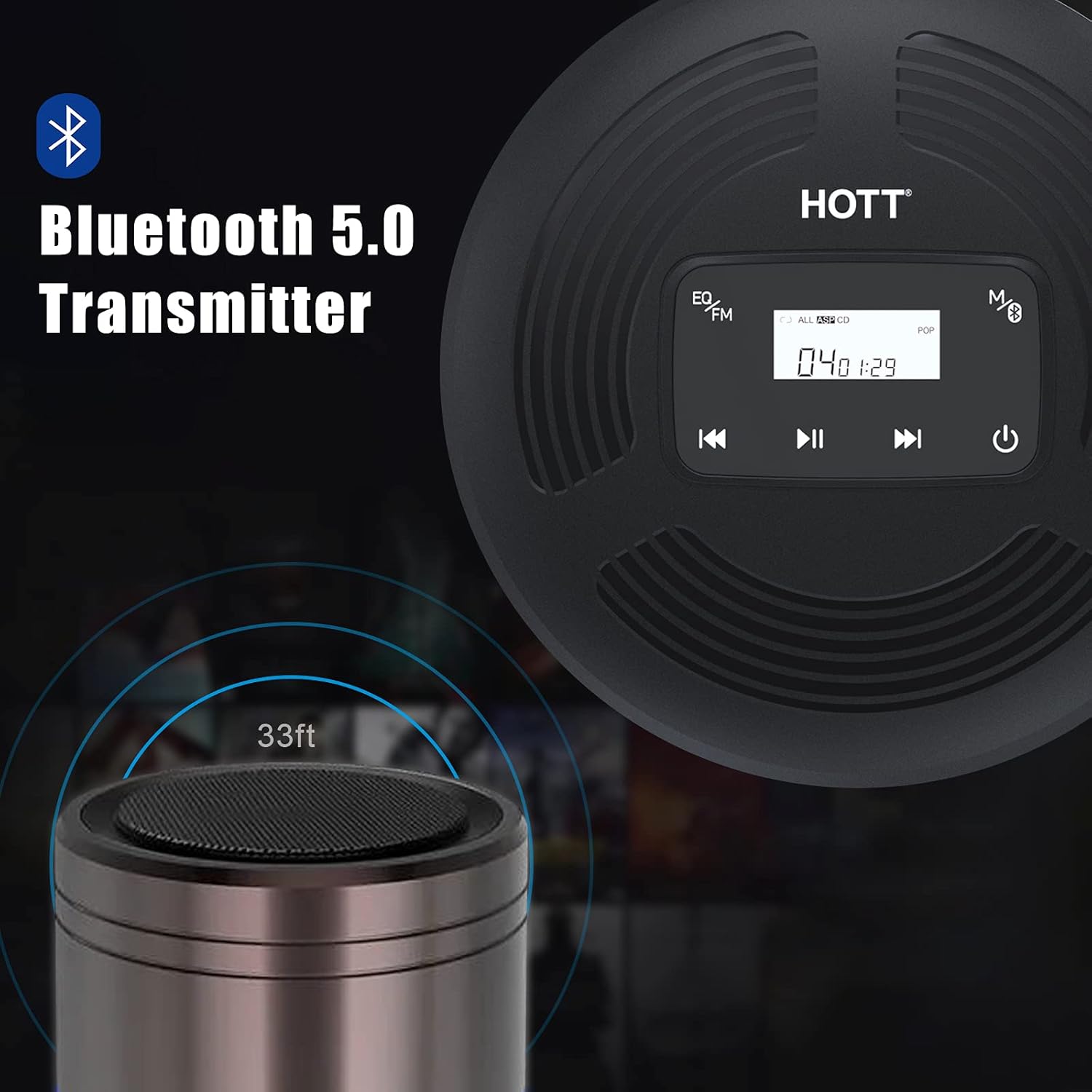 Portable CD Player with Bluetooth 5.0 and FM Transmitter Z25618