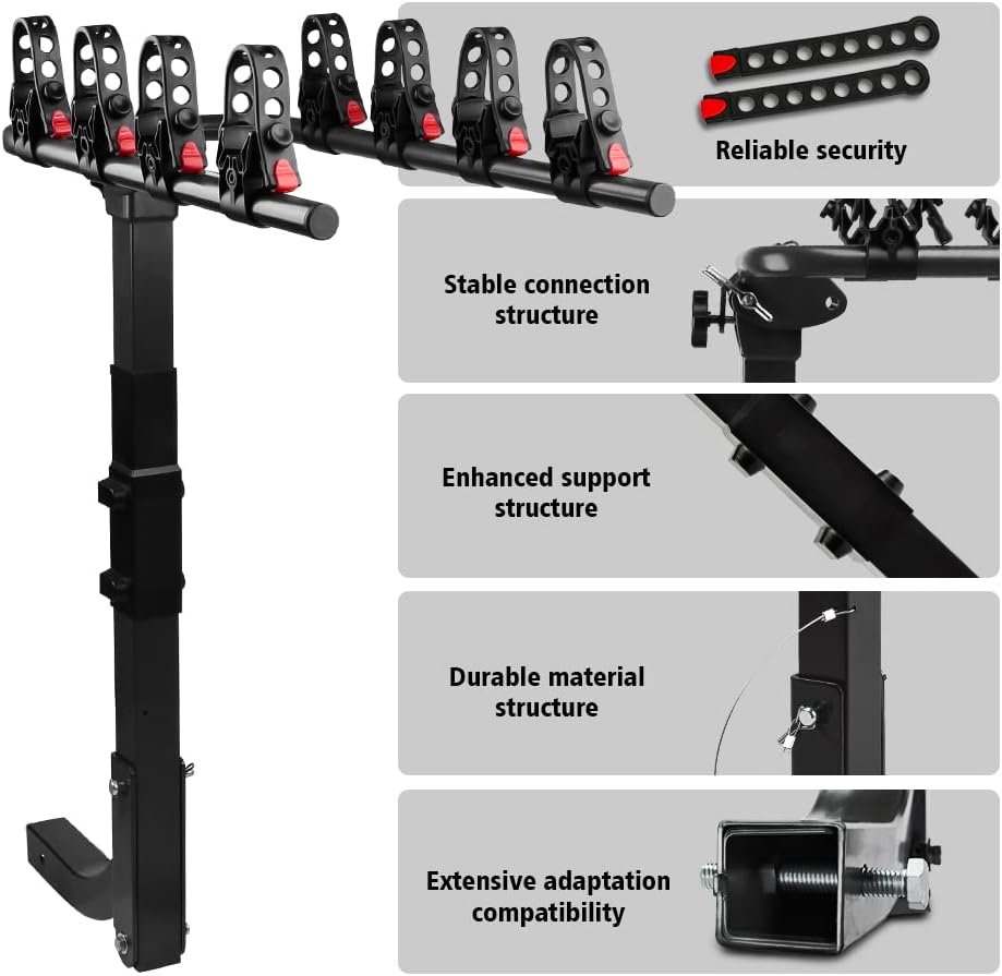 4 Bike Rack, Double Foldable Rack, 2 Hitch Receiver J1669